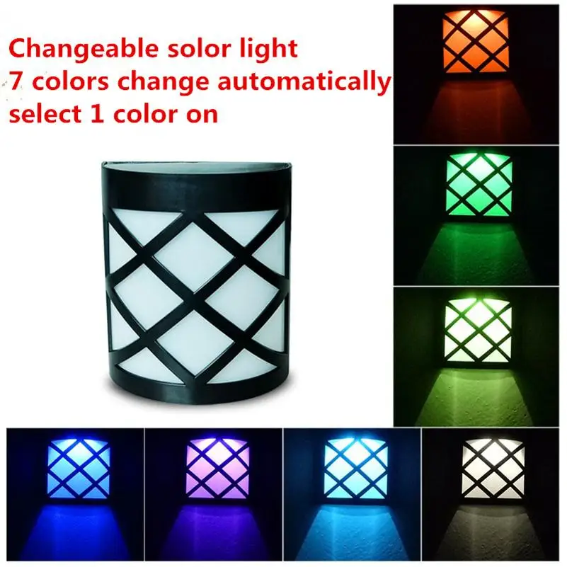 

LED RGB Solar Lamp Waterproof Outdoor Lawn Gardens Fences Courtyard Decoration Lighting Solar Powered Floodlights Wall Lamp IP55