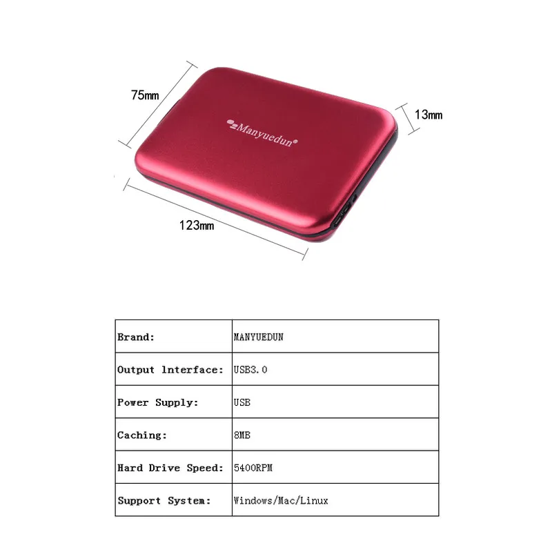 Manyuedun#3 2.5 Inch External Hard Drive Storage USB 3.0 HDD Portable External HD Hard Disk for Desktop Laptop Server