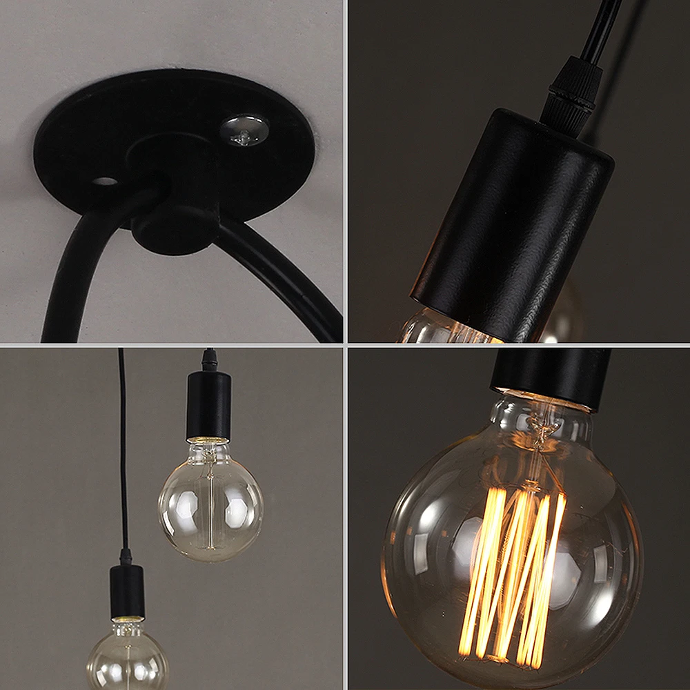 KARWEN Vintage Black Spider Pendant lights 2M Loft decor Adjustable E27 hanging lights Spider Ceiling Lamp Fixture Light