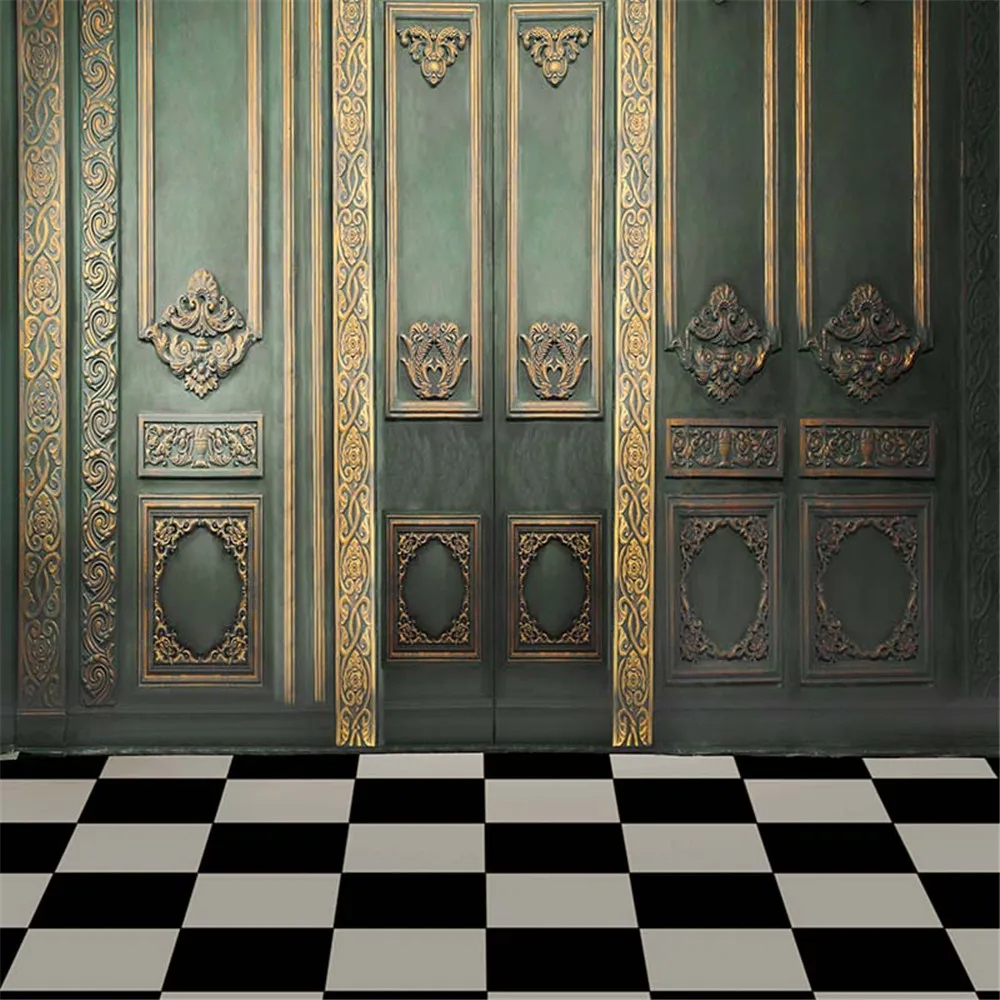 

Retro Vintage Door Photography Backdrops for Weddings Printed Gold Mosaic Indoor Photo Studio Picture Shooting Backgrounds