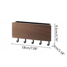 Wooden Wall Shelf with Storage and Key Hanger #6