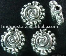 

FREE SHIPPING 210Pcs Tibetan silver spiral round spacers A897