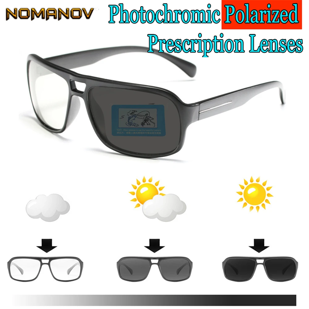 2019 Time-limited Photochromic Polarized Prescription Sunglasses Custom Made Myopia Minus Lens -1 -1.5 -2 -2.5 -3 -3.5 -4 To -6