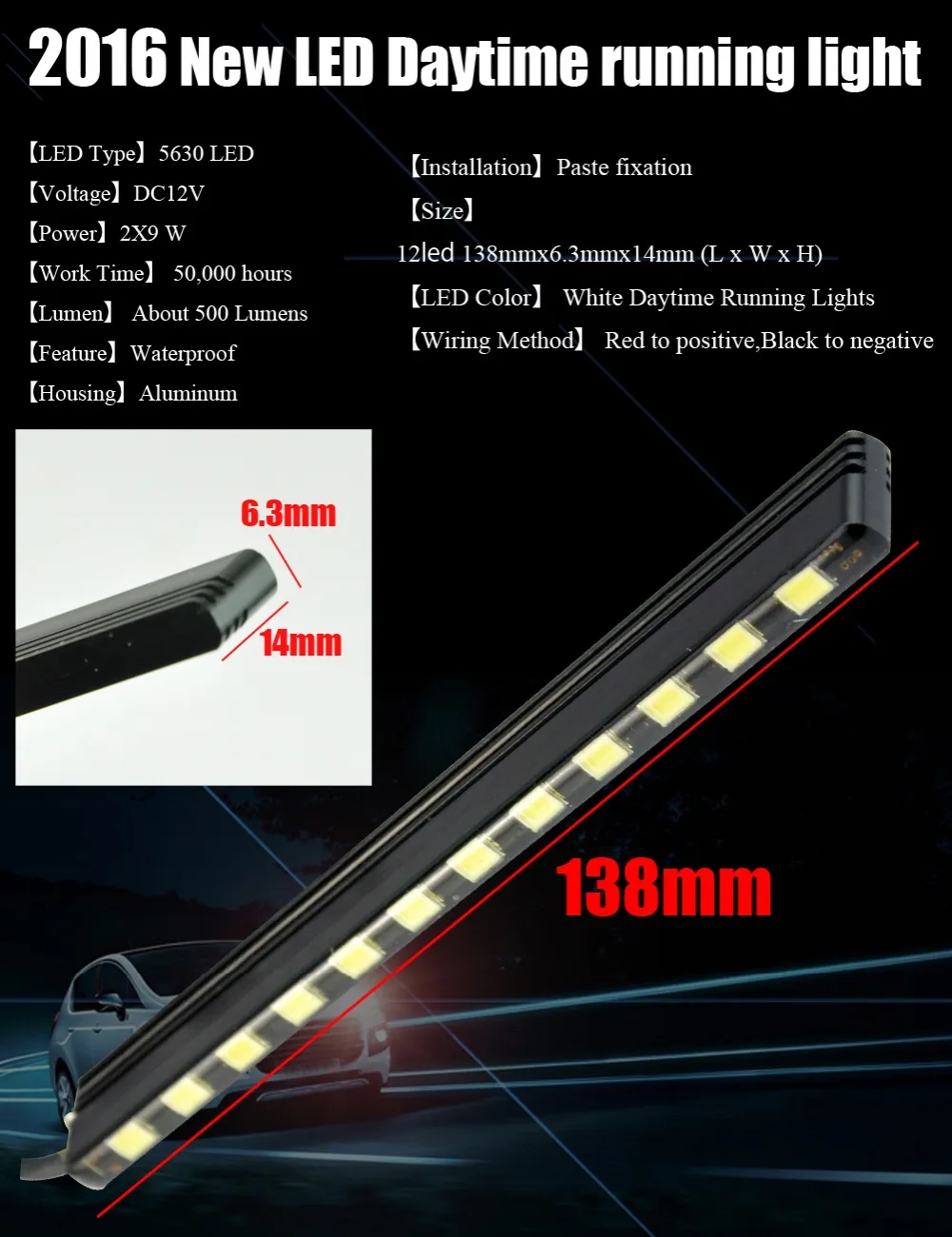 AutoEC Led Daytime Running Light DRL 18/21/24 smd 5630 leds daylight light led strip lamp 7000k for auto car #LM150