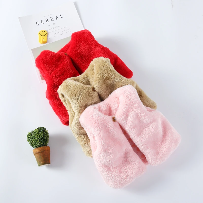 

Baby girls outwear vest coat children clothing coral fleece fur sleeveless baby jacket kids clothes children vest solid color