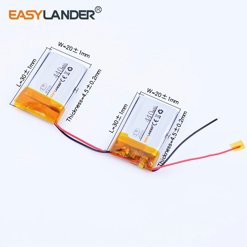 HPP452030  3.7V 440mAh Rechargeable Li Polymer Li-ion Battery For camcorder battery pack medical device Ocean EV0200 452030