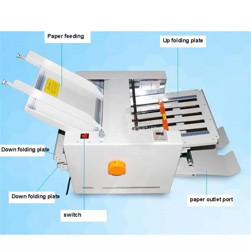 ZE-8B2/9B2 Automatic Paper Folding Machine Paper Folder 2 Folding Trays For Instructions Binding Machine Max Size 31*70/21*42cm