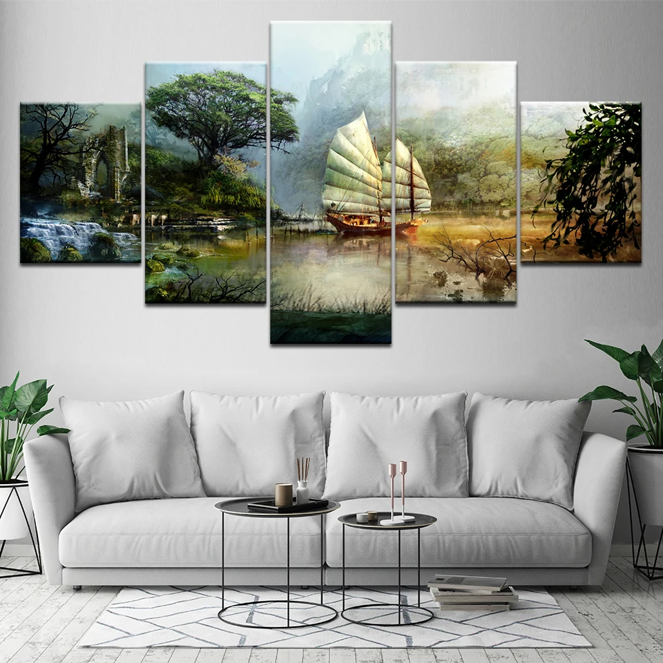 The guild wars 5 Piece Wall Art Canvas Print modern Poster Modular art painting for Living Room Home Decor