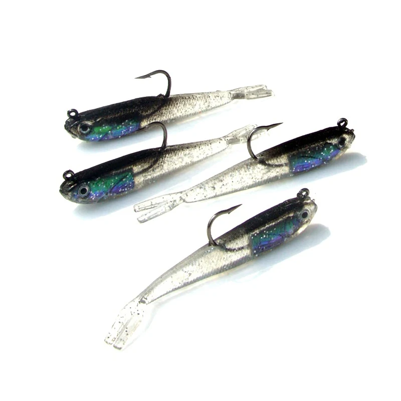 الصيد إغراء تهزهز رئيس Sot الطعم مع هوك 7.5 سنتيمتر/6.5 جرام الاصطناعي إغراء الرصاص الأسماك السوداء الصغيرة مجموعة 4 قطع #1