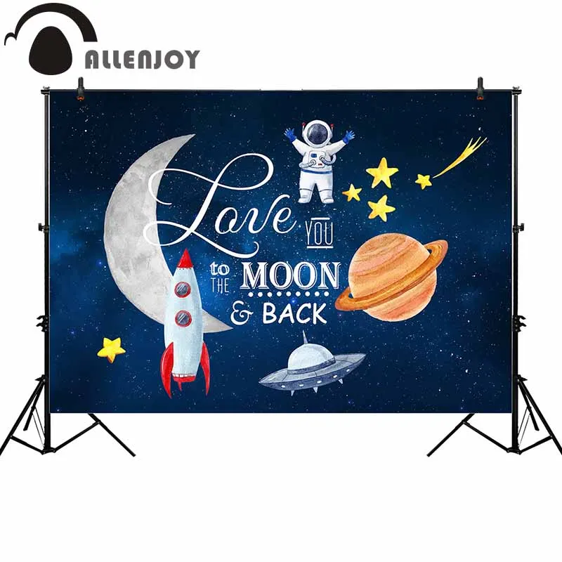 Allenjoy photography background aerospace theme rocket party banner backdrop photocall photoshoot custom decor photoshoot prop