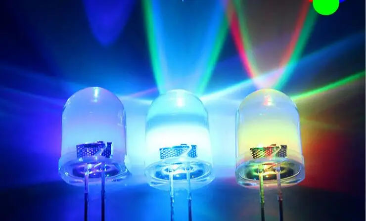 10Mm Rgb 7 Kleur Volledige Kleur Fast/Slow Flash Transparant Ronde Hoofd 2Pin Light-Emitting Diode Led licht Kralen