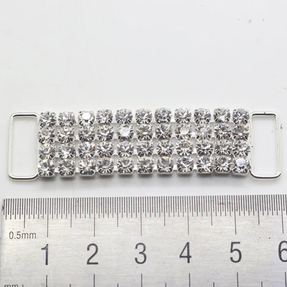 New Fashion 2Pcs/Pack 60mm Crystal  bikini connestor buckles Ribbon Shoulder strap Bridal Dress Accessories.