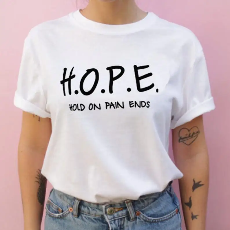 Skuggnas New Arrival Hold on Pain Ends T-shirt Cool Casual Tumblr Grunge Tee Short Sleeve Fashion t shirts Aesthetic Clothing