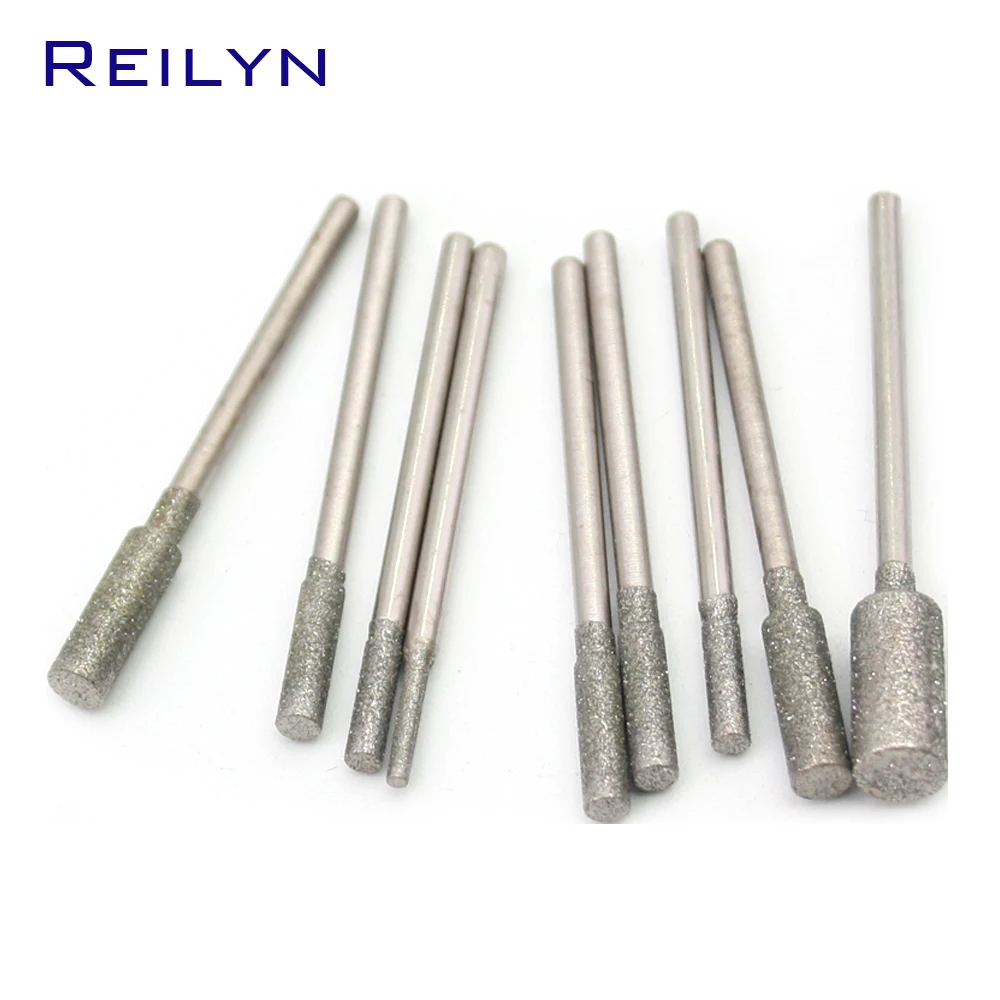 Imagem -03 - Cyliner Diamond Grinding Burr Bits Dentes Grinding Bits Jade Stone Abrasive Point 2.35 mm mm mm mm mm mm 20 Pcs