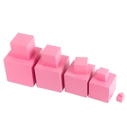 คุณภาพสูงไม้ Montessori คณิตศาสตร์ของเล่นสีชมพู Tower ไม้ Cube 0.7-7ซม.ก่อนวัยเรียนก่อนวัยเรียนเด็กการศึกษาวันของขวัญ