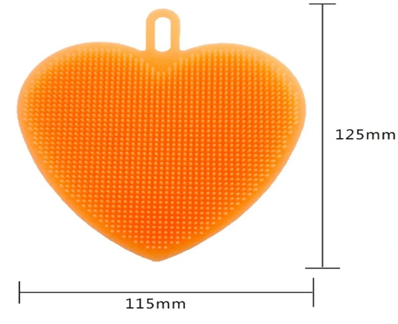 600pcs/lot 6 colors Heart Shape Silicone Brush Wash Bowl Soft brushes Household Kitchen Cleaning Tool