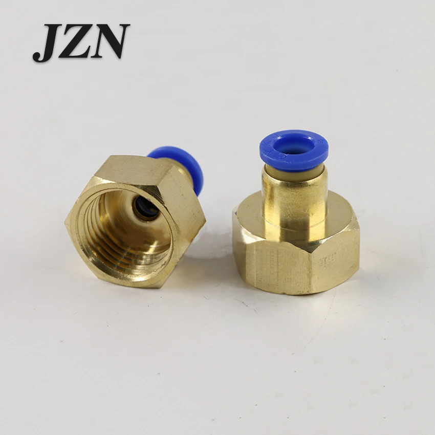 ( 10 PCS ) Copper pneumatic pipe quick connector PCF4-M5/6-01/8-02/10-03/12-04 internal thread through