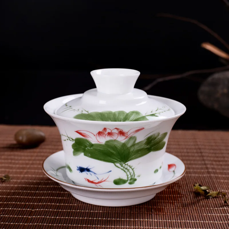 

180ml Ceramic Gaiwan,Porcelain Kungfu Tea Cup Ceremony Tureen teaware teaset for pu'er/puerh/oolong/white/green/black/flower tea