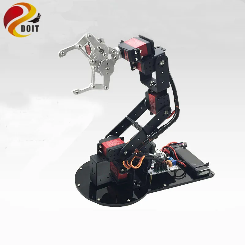 Original DOIT 6 Dof Metal Mechanical Arm Manipulator Full Set Metal Structure+1pcs Metal Mechanical Claw +6pcs High Torque Servo