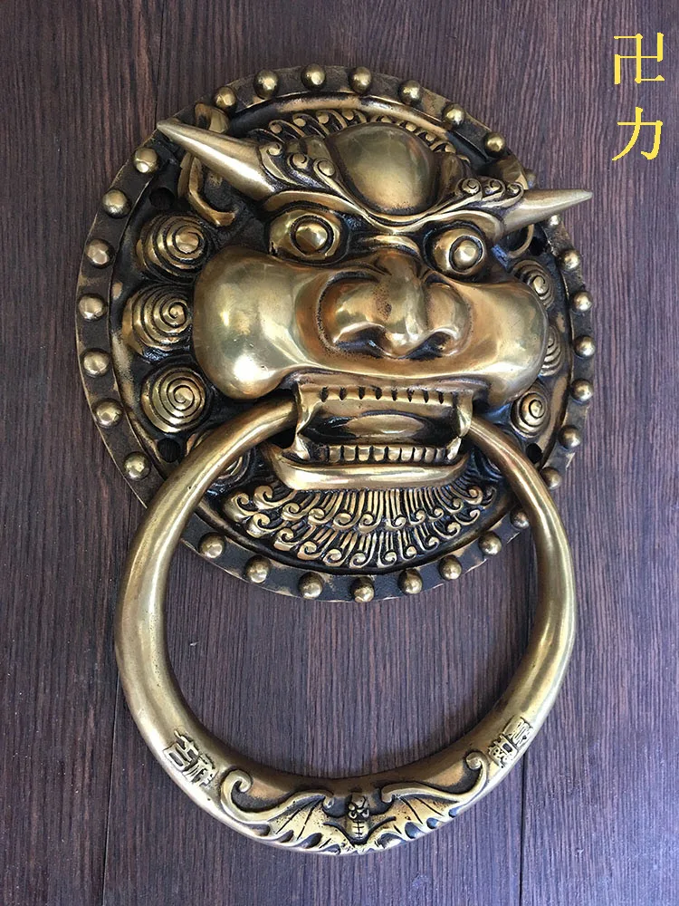 Swastika industrial specializing in the production of Chinese antique copper door rings Shoutou lion head diameter 19CM YRH0227