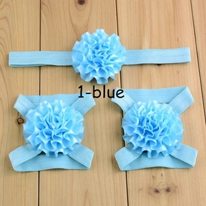 baby barefoot sandals and headbands set shoes newborn baby headband  fabric flowers for headband girls children hair accessories