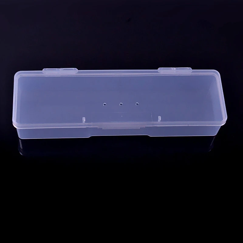 1pcs Transparent Rectangle Nails Storage Box Buffer File Nail Art Rhinestones Decorations Jewelry Nail Art Equipment Tools Case