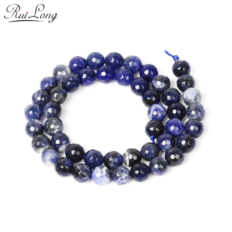 4/6/8/10/12mm Faceted Blue Sodalite Stone Natural Stone Beads Loose Strand 15