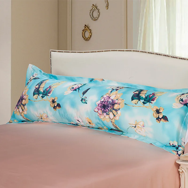 New 100% Mullberry Silk Long Pillowcase Smooth Pillow Cover Soft Envelope Pillow Case For Bedding 3 Sizes Floral Printed