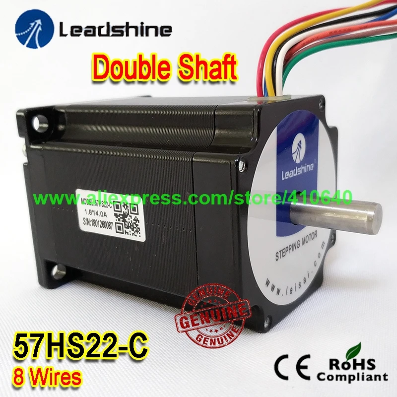 GENUINE Leadshine NEMA23 Double Shaft Stepper Motor 57HS22-C 8 mm Shaft 4 A 2.2 N.M Torque 81 mm Length 8 Wires Dual Shaft Motor