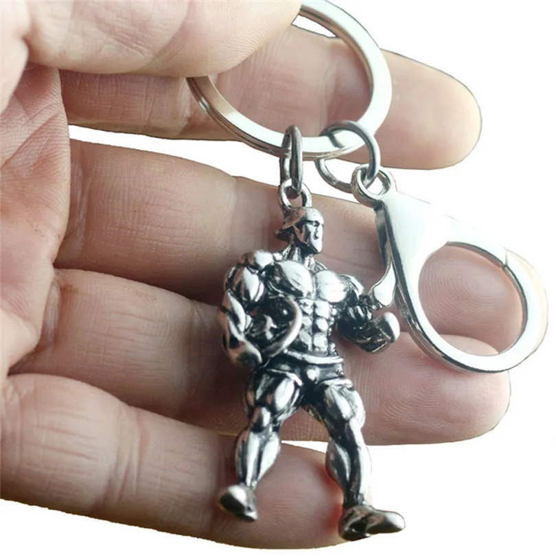 Strong Man Barbell Keychain Fitness Bodybuilding Key Chains For Car Wallet Keys Ring Sports Men Hip Hop Jewelry Gym Gift J167