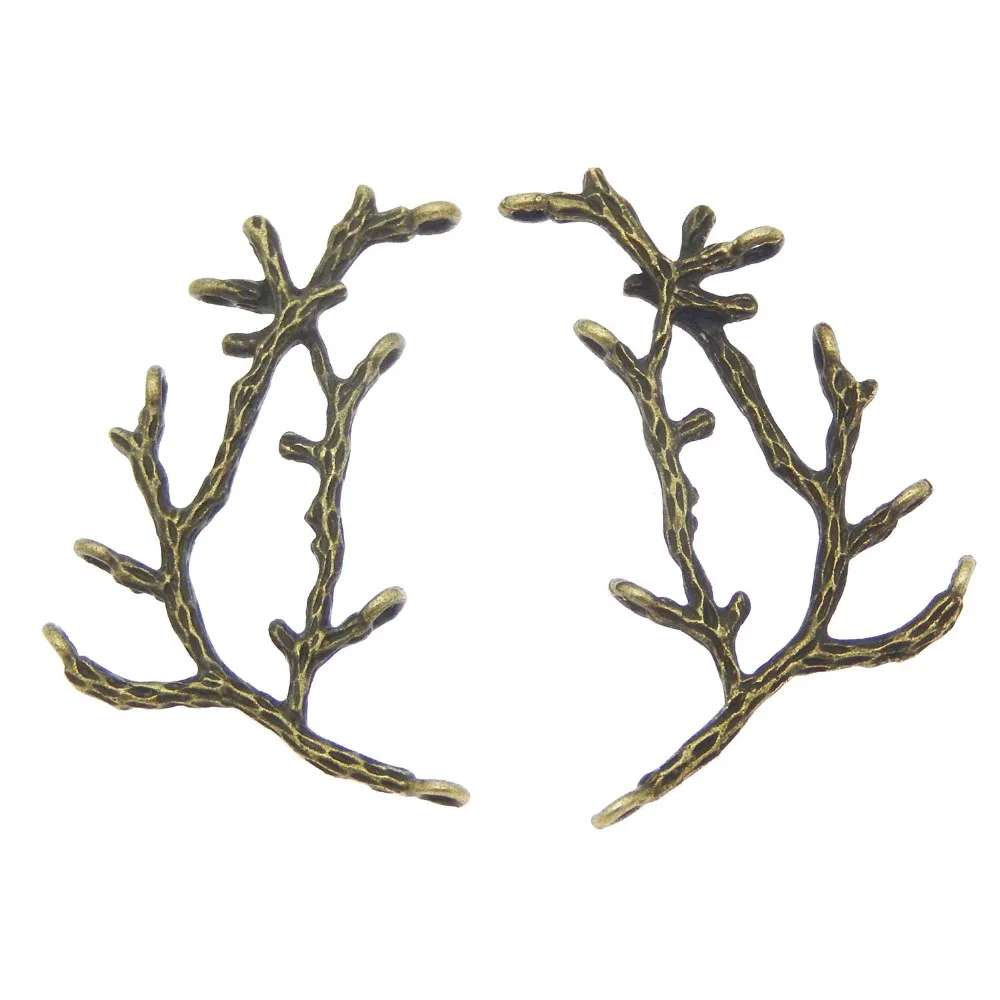 GraceAngie  15PCS Antique Bronze Alloy Branch Holes Charms  Handmade Jewelry Finding Accessory Crafts   52*35*3MM  36360