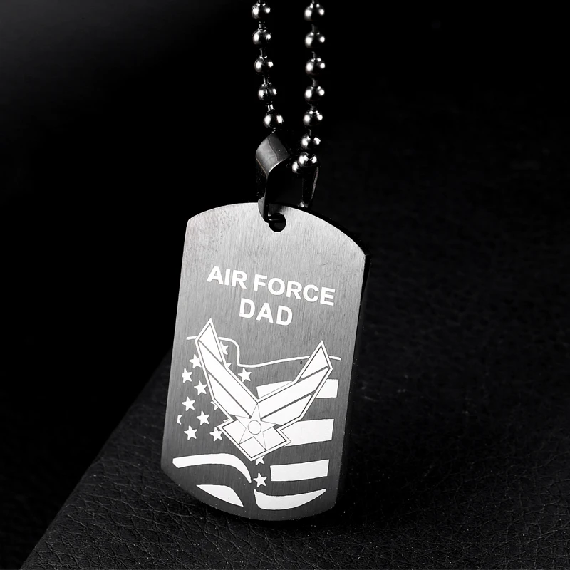 New Arrived Stainless Steel Military Jewelry Air Force DAD And MOM Soldier Necklace Pendant For Men