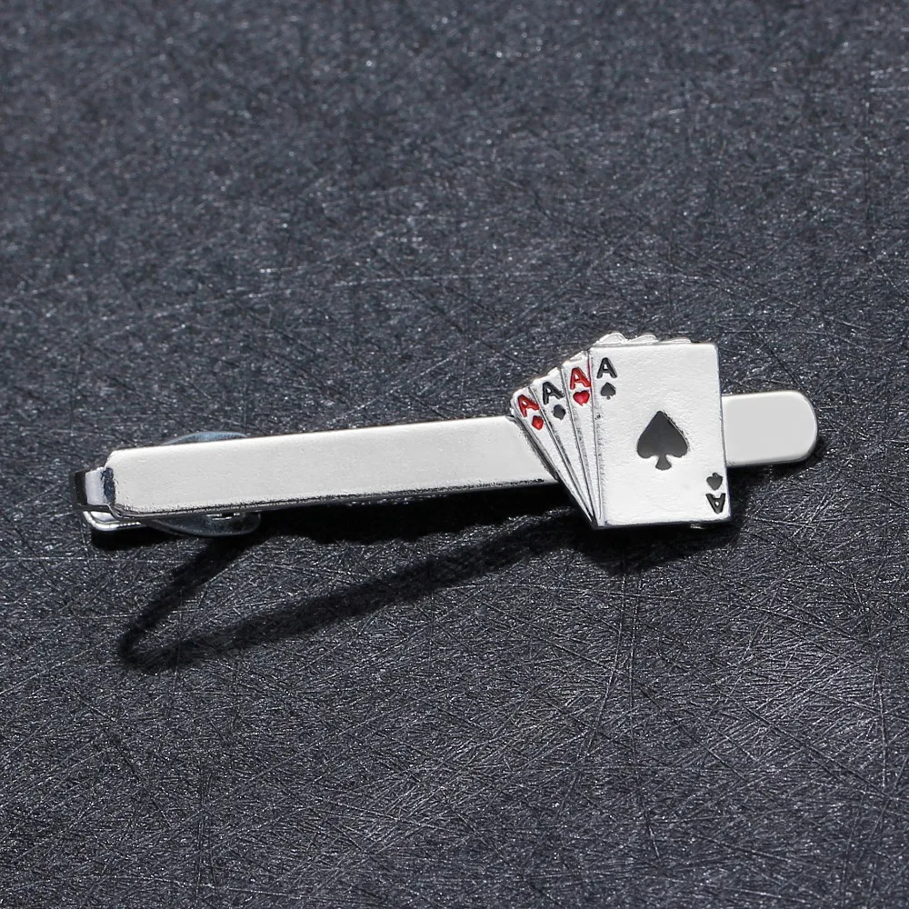 poker enamel tie clip for man groove Clips Cufflinks set Business Tie Clips 4A bomb Unique Wedding Necktie wear copper Clip man