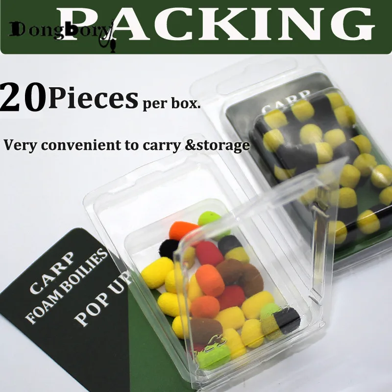 20PCS Cylinder Carp Fishing Bait Foam Pop Up Carp Boilies Hair Rig Hookbait Artificial Pop Corn Method Feeder Carp Fishing — zdjęcie 6