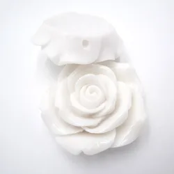 42mm 10pcs/Lot White Color Acrylic Big Resin Rose Flower Beads For Handmade Girls Chunky Bead Necklace Children Bracelet Jewelry