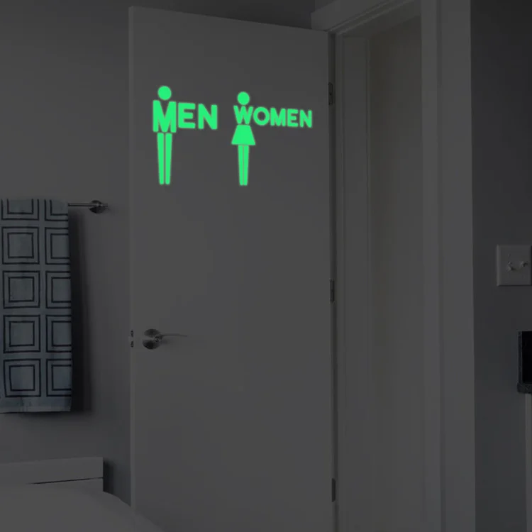 Kreative leuchtende Aufkleber für Männer und Frauen, für Toilettentüren, Wand, leuchten im Dunkeln, Wanddekoration, fluoreszierende Badezimmer-Heimdekoration, Aufkleber – Detail 4