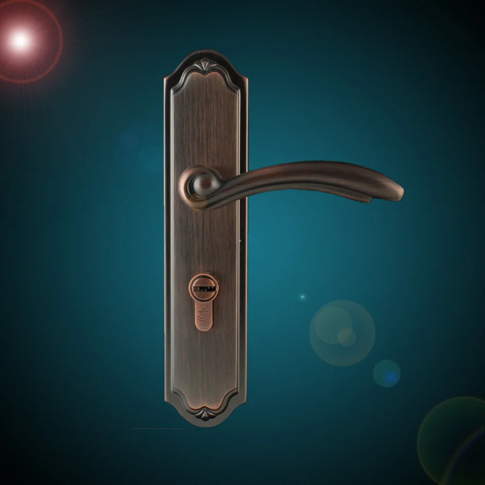 Interior room door locks copper casting solid wood door handle high-end European and American models of high Mute