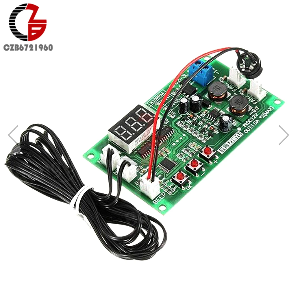 DC 12V Voltage Regulator 2CH PWM Digital DC Motor Speed Controller Governor Fan Thermostat Temperature Control Switch NTC Sensor