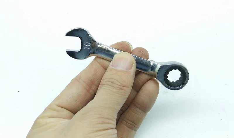 New 1pcs CR-V 72T Stubby Ratchet Wrench Mini Combination Wrench Open End Wrench DIN.c  8 9 10 11 12 13 14 15 16 17 18 19mm