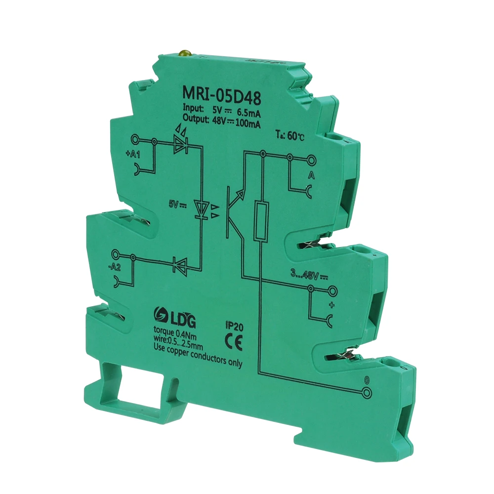 MRI-05D48 DC 5V Input Photoelectrical Coupling-interface Relay 3.3V 12V 24V DC PLC Optocoupler Isolating DIN Rail Modular Relay