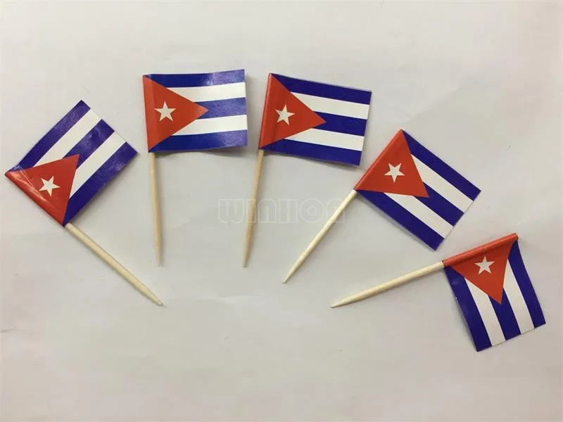 Mini 300pcs Cuba Toothpick Flags Paper Food Picks Dinner Cake Toothpicks Cupcake Decoration Fruit Cocktail Sticks Party Supplies