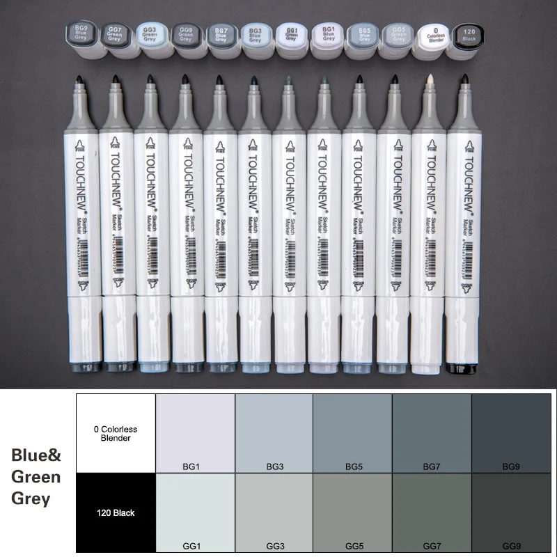 TOUCHNEW 12/30Color Cool Gray Marker Warm Gray Marker Set Dual Tips Alcohol Based Art Marker for Drawing Manga Mark Art Supplies