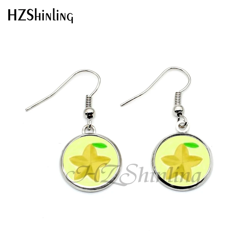 NHE-004   Lime Fruit Green Earring Fruits Fishhook Earrings Handmade Jewelry Glass Art Vintage Dangle Earrings