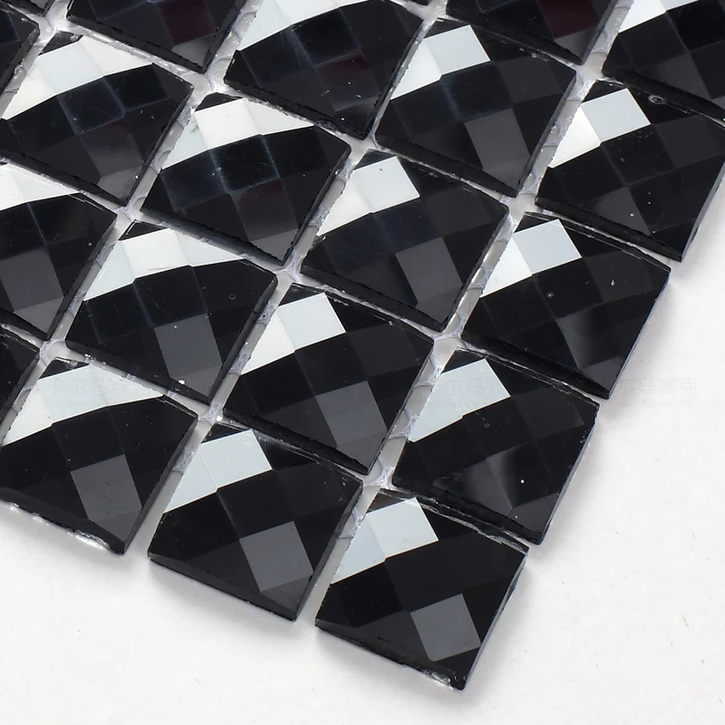 Mystery Black 13 facets beveled Diamond Mirror Glass Mosaic Tiles, DIY Store Display Cabinet Decorate Outdoor Wall Sticker