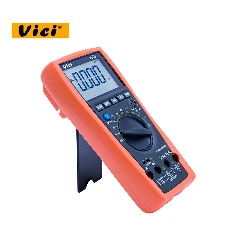Imagem -03 - Vaqui Vc99-multímetro Digital Lcd de 1000v ac dc Resistência Capacitância Medidor Mais Termômetro de Casal Testador com Bolsa