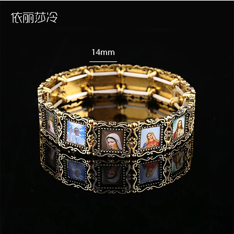 Jesus Cross Beaded Bracelet, Jesus Christian Cross Bracelet, Christ Core Beaded Alloy Bracelet. Random picture