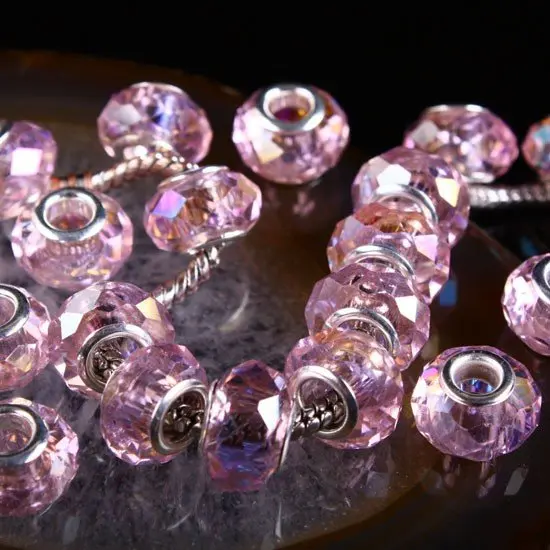 

Free Shipping 36PCS Pink AB Crystal Glass Beads