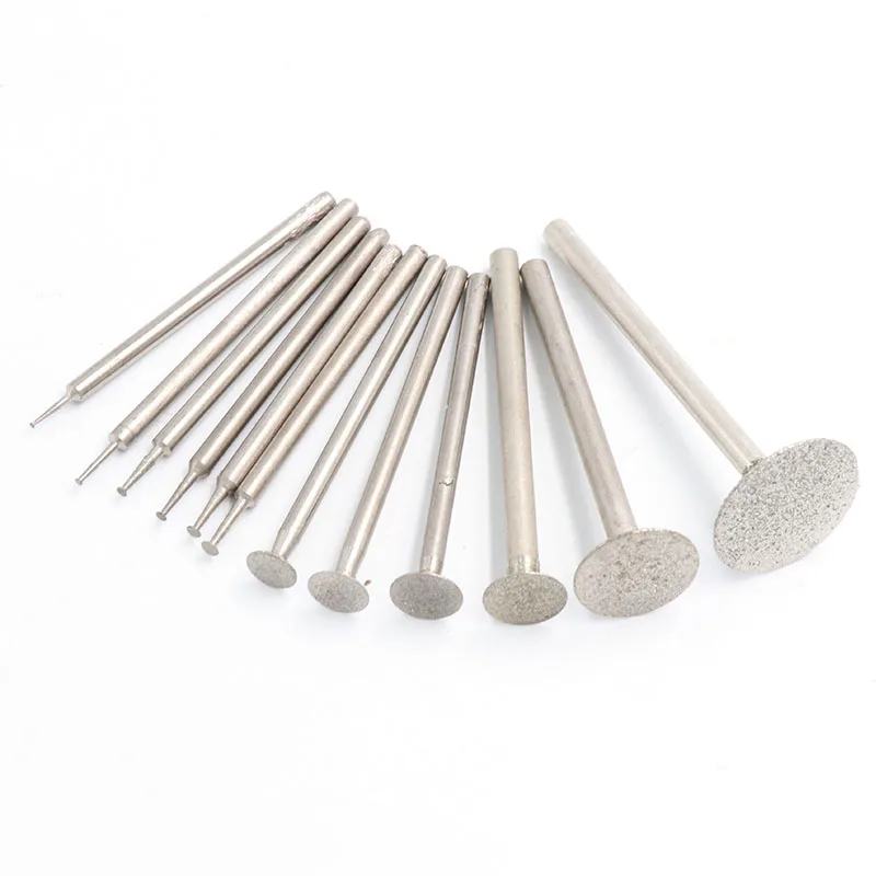 10 stücke 2.35/3mm Schaft Galvani Diamant Schleifen Kopf Grate Bohrer Bit Set für Dremel Dreh Werkzeug Schleifen zubehör KTBP