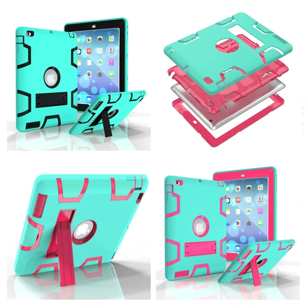 

For Apple iPad2 iPad3 iPad4 Case Kids Safe Armor Shockproof Heavy Duty Silicon+PC Stand Back Case Cover For ipad 2 3 4 Tablet PC