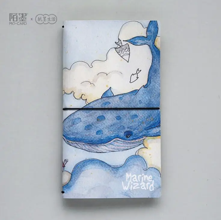 Island Whale PU Leather School Notebook Japanese TN Travelers Diary Handbook